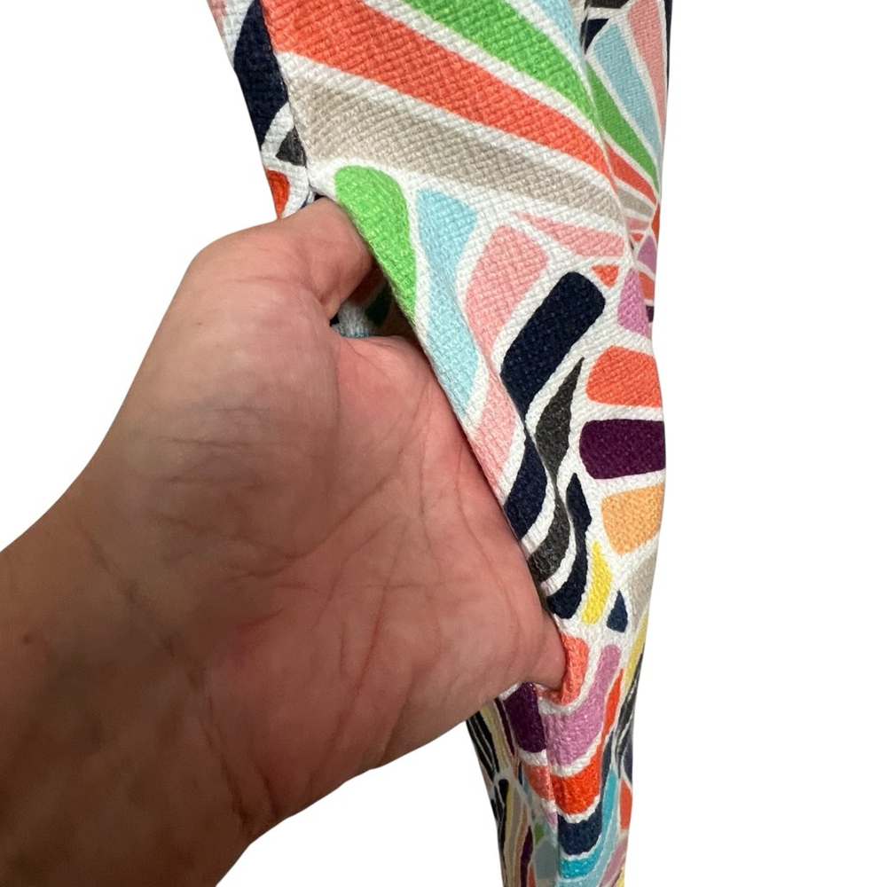 Trina Turk Multicolor Fan Print Sheath Dress Sleeveless Pockets Cotton Size 4 - Picture 6 of 16
